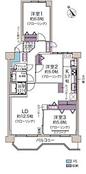 おおやちビレジ1号棟 3LDKの間取図画像