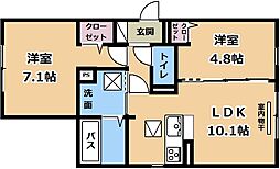 Frieden一風 1階2LDKの間取り