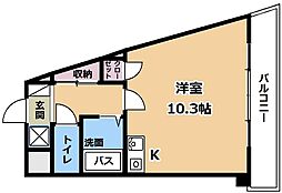 クレスト草津 12階1Kの間取り