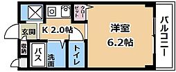 ウィズ秀和II 2階1Kの間取り