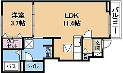 リバティ　スペースIII 1階1LDKの間取り