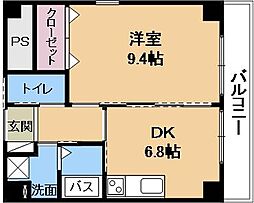 YUWA Seta 5階1DKの間取り