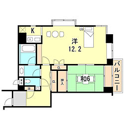 ルーア芦屋 2階2Kの間取り