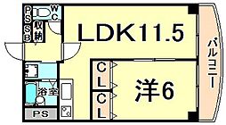福寿荘弐番館 2階1LDKの間取り