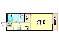 サンライフ名次 1Kの間取図画像