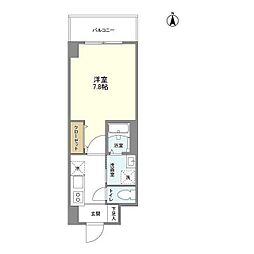ハックスビエント甲子園口 1階1Kの間取り
