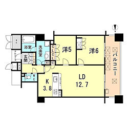 ジオタワー西宮北口 20階2LDKの間取り