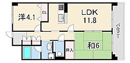 ジオレミヨ甲子園口 2階2LDKの間取り