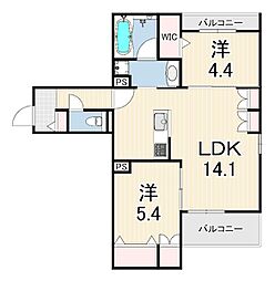 La vita西宮北口 2LDKの間取図画像