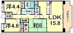 NTPRレジデンス甲子園四番町 3LDKの間取図画像