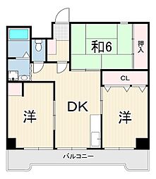 門戸パレス 3DKの間取図画像