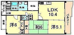 KDXレジデンス夙川ヒルズ3番館 3LDKの間取図画像