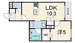 FOREST MONZENCHO EAST 1LDKの間取図画像