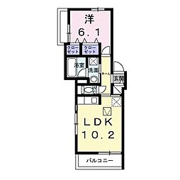 西宮市松原町アパート 1LDKの間取図画像