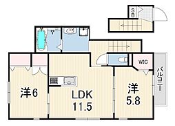 メゾン甲風園 2LDKの間取図画像