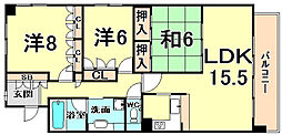 エレガンス甲子園 3LDKの間取図画像