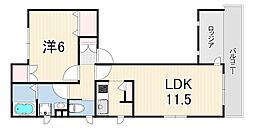 メゾン香櫨園 1LDKの間取図画像