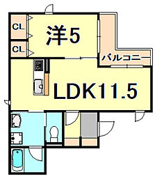リジェール北口 1LDKの間取図画像