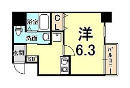 リオレスタ西宮 1Kの間取図画像