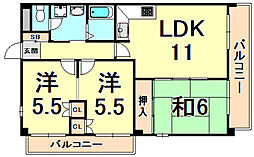 グレースコート直井 3LDKの間取図画像