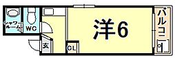ホワイトコート北口 ワンルームの間取図画像