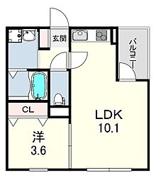 西宮市東鳴尾町1丁目アパート 1LDKの間取図画像