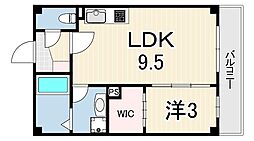 ルクス西宮北口 1LDKの間取図画像