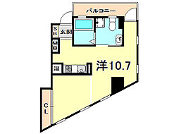 ディアコート苦楽園 1Kの間取図画像