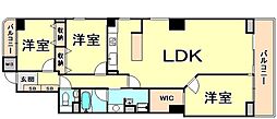 ビクトリアコート夙川 3LDKの間取図画像