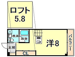 C4Koshieneast ワンルームの間取図画像