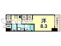 ブランシエスタ西宮 1Kの間取図画像