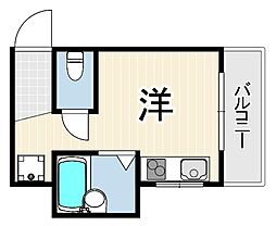 Unjolijardin門戸厄神 ワンルームの間取図画像