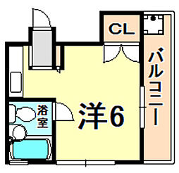 M'sCourt西宮仁川町 ワンルームの間取図画像