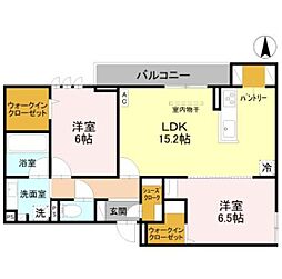 D-ROOM甲子園口 2LDKの間取図画像