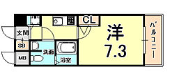 URBANGREEN甲子園 1Kの間取図画像