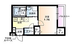 フジパレス西宮甲東園III番館 1Kの間取図画像