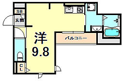 アモーレ松香園 ワンルームの間取図画像