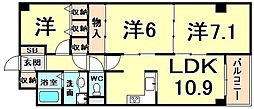 ロイヤルハイツ甲子園口 3LDKの間取図画像