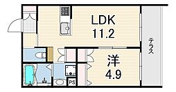 HEBELGARDEN松山町 1LDKの間取図画像