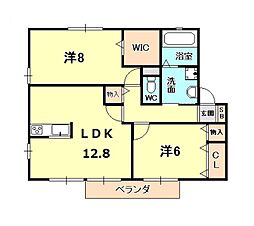 クラシコ段上 2LDKの間取図画像
