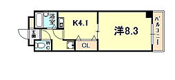 AUBE918 1Kの間取図画像
