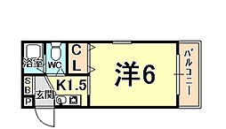 メゾン甲子園EAST 1Kの間取図画像