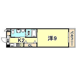 ベルエアー江上 1Kの間取図画像