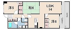 バッハレジデンス西宮上ヶ原 3LDKの間取図画像