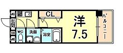URBANGREEN甲子園 1Kの間取図画像