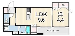 La vita西宮北口 1LDKの間取図画像
