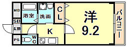 ソレイユ上甲子園 1Kの間取図画像