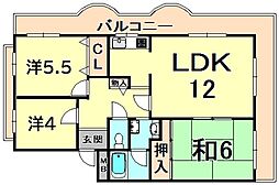 エバーグレイス西宮 3LDKの間取図画像