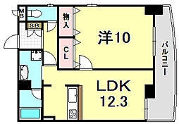 エクセラン夙川 1LDKの間取図画像