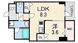 ジオエント阪神西宮 1LDKの間取図画像